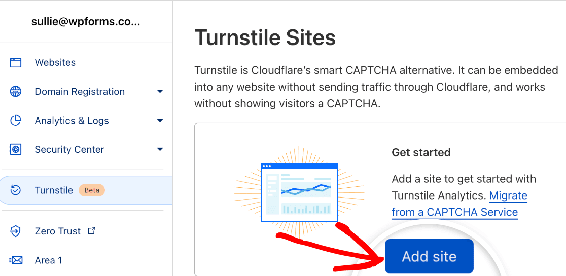 Click Add Site Button 单击 add site 按钮