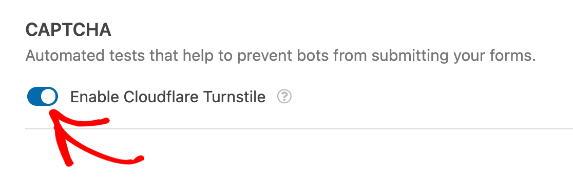 Enabling Cloudflare Turnstile in the Spam Protection Settings - WPForms 在垃圾邮件防护设置中启用 Cloudflare Turnstile