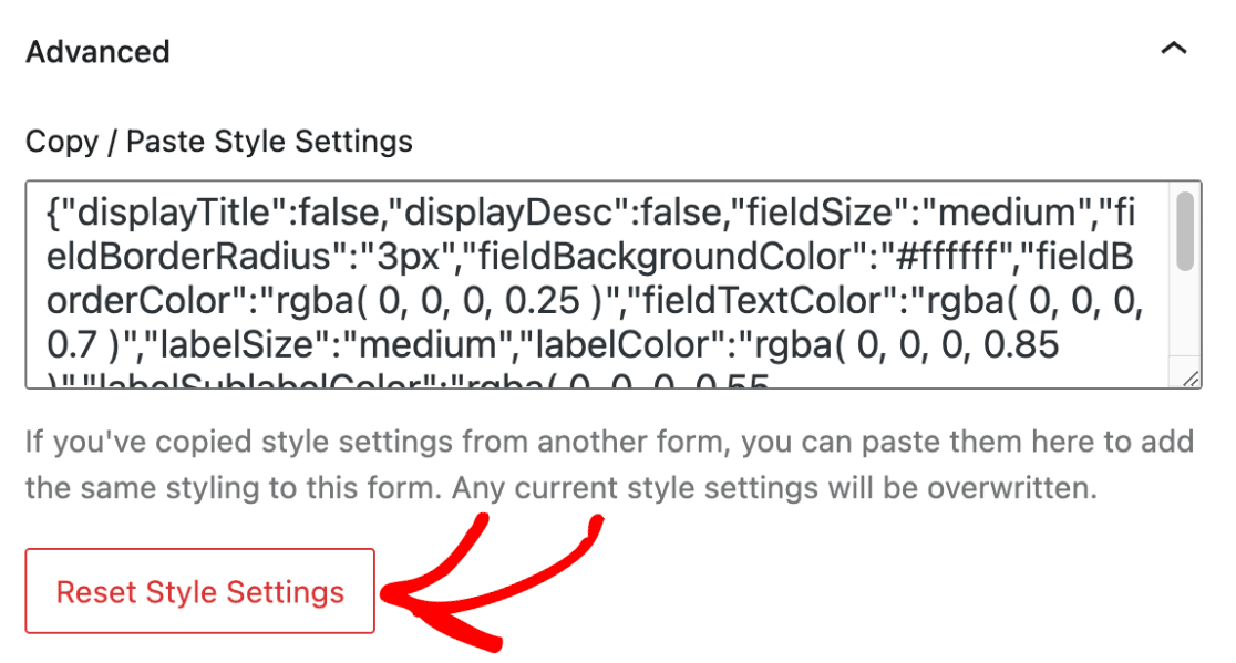 Reset Style Settings 重置样式设置